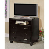 Benzara 3 Drawer And 1 Open shelved Contemporary Media Chest, Espresso Brown BM168975 Brown Wood BM168975