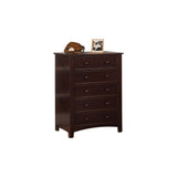 Benzara 5 Drawer Transitional Chest, Dark Walnut Brown BM168977 Brown Wood BM168977