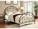Benzara Metal Full Bed With Round Headboard And Footboard, Brushed Bronze Gray BM168983 Brushed bronze Metal BM168983