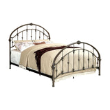Benzara Metal Full Bed With Round Headboard And Footboard, Brushed Bronze Gray BM168983 Brushed bronze Metal BM168983