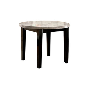 Benzara Marble Top Round Dining Table, Espresso Brown BM169027 Brown Wood BM169027