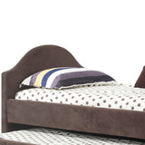 Benzara Twin Size Trundle Bed with Microfiber Upholstery, Cappuccino Brown BM170262 Brown Wood/ Microfiber BM170262