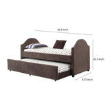 Benzara Twin Size Trundle Bed with Microfiber Upholstery, Cappuccino Brown BM170262 Brown Wood/ Microfiber BM170262