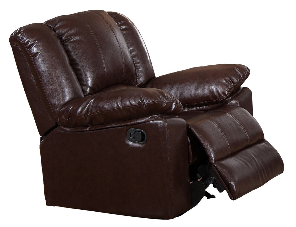 Benzara Recliner Chair With Plush Leatherette Upholstery, Dark Brown BM170313 Dark Brown Leather BM170313