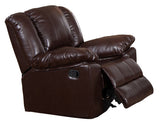 Recliner Chair With Plush Leatherette Upholstery, Dark Brown