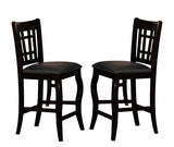 Benzara Wooden Counter Height Chair With Designer Back, Set of 2, Black BM170322 Black Wood BM170322