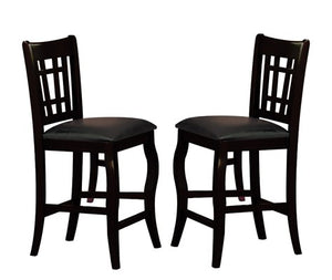 Benzara Wooden Counter Height Chair With Designer Back, Set of 2, Black BM170322 Black Wood BM170322