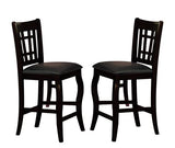 Wooden Counter Height Chair With Designer Back, Set of 2, Black