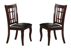 Benzara Wooden Dining Chair Set of 2, Cherry Brown BM170324 Brown Wood BM170324