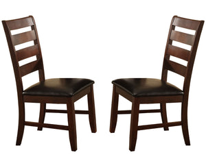 Benzara Wooden Dining Chair With Ladder Back Design, Set of 2, Dark Brown BM170326 Dark Brown Wood BM170326