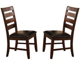 Benzara Wooden Dining Chair With Ladder Back Design, Set of 2, Dark Brown BM170326 Dark Brown Wood BM170326