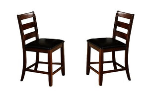 Benzara Ladder Back Wooden Pub Chair With Footrest, Set of 2, Dark Brown BM170328 Dark Brown Wood BM170328