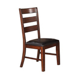 Benzara Solid Wood Side Chairs With Ladder Back Set Of 2 Brown BM171206 Brown Solid Wood BM171206