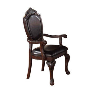 Benzara Rubber Wood Royal Arm Chair Set Of 2 Brown BM171223 Brown Rubber Wood Espresso faux leather BM171223