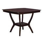 Benzara Wooden Counter Height Table With Bottom Shelf, Brown BM171287 Brown Rubber Wood MDF Birch Veneer Espresso Finish BM171287