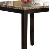 Benzara Wooden High Table Faux Marble Top, Brown BM171296 Brown Pine  Faux marble  Faux Leather  MDF BM171296