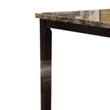 Benzara Wooden High Table Faux Marble Top, Brown BM171296 Brown Pine  Faux marble  Faux Leather  MDF BM171296