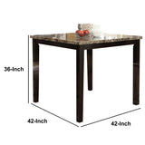 Benzara Wooden High Table Faux Marble Top, Brown BM171296 Brown Pine  Faux marble  Faux Leather  MDF BM171296