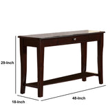 Benzara Wooden Console Table With One Drawers Brown BM171395 Brown RUBBER WOOD   PLYWOOD   MDF   BIRCH VENEER BM171395