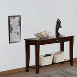 Benzara Wooden Console Table With One Drawers Brown BM171395 Brown RUBBER WOOD   PLYWOOD   MDF   BIRCH VENEER BM171395