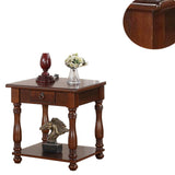 Benzara Rubber Wood End Table, Brown BM171401 Brown Rubber Wood MDF Plywood BM171401