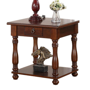 Benzara Rubber Wood End Table, Brown BM171401 Brown Rubber Wood MDF Plywood BM171401