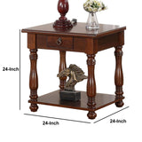 Benzara Rubber Wood End Table, Brown BM171401 Brown Rubber Wood MDF Plywood BM171401