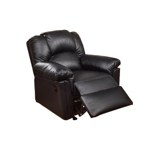 Benzara Bonded Leather Rocker/Recliner, Black BM171422 Black Hardwood  Bonded Leather Color: Black BM171422