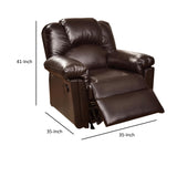 Benzara Bonded Leather Rocker/Recliner, Brown BM171425 Brown Hardwood  Bonded Leather Color: Espresso BM171425