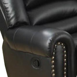 Benzara Bonded Leather & Plywood Recliner/Glider, Black BM171448 Black Bonded leather Plywoodmechanism plastic leg Foam BM171448