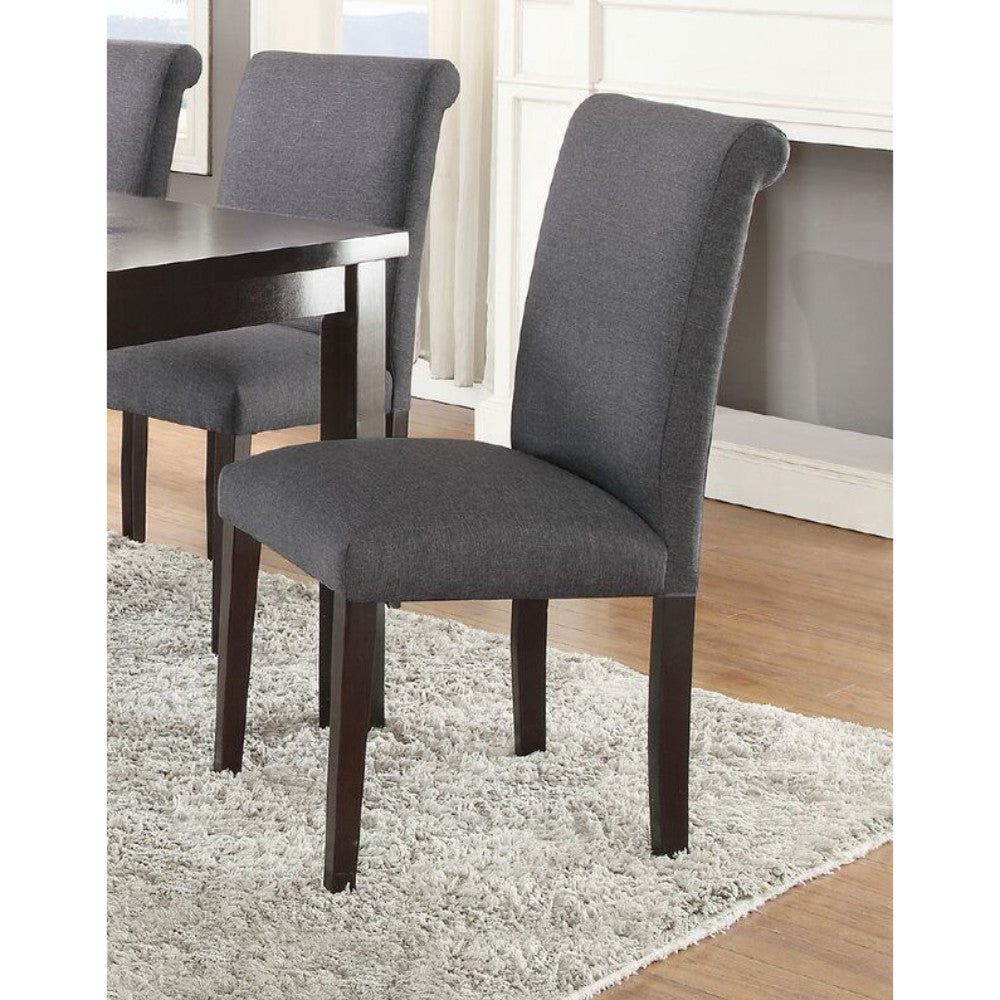 Benzara Set Of 2 Solid Wood Dining Chair In Gray Upholstery BM171531 Gray Polyfiber Solid wood BM171531