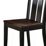 Benzara Rubber Wood Dining Chair With Slatted Back, Set Of 2, Brown And Black BM171535 Brown And Black Rubber Wood BM171535