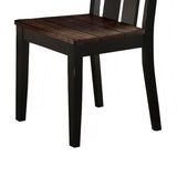 Benzara Rubber Wood Dining Chair With Slatted Back, Set Of 2, Brown And Black BM171535 Brown And Black Rubber Wood BM171535