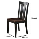 Benzara Rubber Wood Dining Chair With Slatted Back, Set Of 2, Brown And Black BM171535 Brown And Black Rubber Wood BM171535