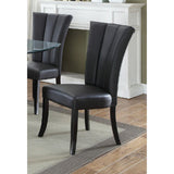 Benzara Leather Upholstered Dining Chair In Poplar Wood, Set Of 2,Black BM171539 Black Faux Leather Poplar wood BM171539