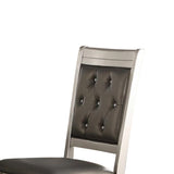 Benzara Rubber Wood Dining Chair With Diamond Tufted Back, Set Of 2,Gray BM171541 Gray Rubber Wood Faux Leather BM171541