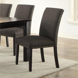 Benzara Set Of Two Wooden Frame Dining Chair, Ash Black BM171546 Black Polyfiber Solid wood w/ S spring  foam cushion BM171546