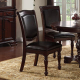 Benzara Set Of 2 Rubber Wood Traditional Dining Chair, Dark Brown And Black BM171552 Dark Brown & Black Rubber Wood Faux Leather BM171552