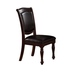 Benzara Set Of 2 Rubber Wood Traditional Dining Chair, Dark Brown And Black BM171552 Dark Brown & Black Rubber Wood Faux Leather BM171552