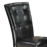 Benzara Leather Upholstered Dining Chair With Button Tufted Back Set Of 2 Black BM171560 Black Faux leather Solid Rubber Wood  S spring BM171560