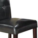 Benzara Leather Upholstered Dining Chair With Button Tufted Back Set Of 2 Black BM171560 Black Faux leather Solid Rubber Wood  S spring BM171560