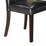 Benzara Leather Upholstered Dining Chair With Button Tufted Back Set Of 2 Black BM171560 Black Faux leather Solid Rubber Wood  S spring BM171560