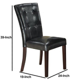 Benzara Leather Upholstered Dining Chair With Button Tufted Back Set Of 2 Black BM171560 Black Faux leather Solid Rubber Wood  S spring BM171560