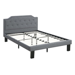 Benzara Metal Twin Size Bed In Gray Fabric BM171702 Gray Fabric Particle Board Pine Metal stretchers BM171702