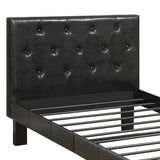 Benzara Faux Leather Upholstered Full size Bed With tufted Headboard, Black BM171746 Black Solid pine plywood Poplar wood faux leather BM171746