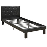 Benzara Faux Leather Upholstered Full size Bed With tufted Headboard, Black BM171746 Black Solid pine plywood Poplar wood faux leather BM171746