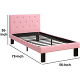 Benzara Faux Leather Upholstered Full size Bed With tufted Headboard, Pink BM171750 Pink Solid pineplywood Poplar wood Pink faux leather BM171750