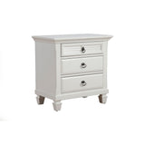 Benzara Pine Wood 3 Drawer Nightstand in White BM171807 White Pine Solids BM171807