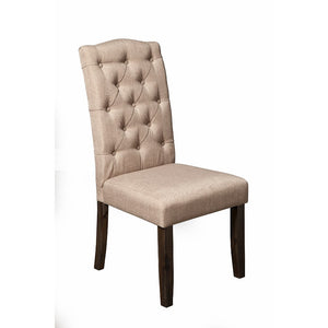 Benzara Set of 2 Button Tufted Parson Chairs, Beige BM171830 Beige Acacia Solids BM171830