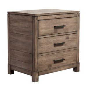 Benzara Nightstand with 3 Drawers  Brown BM171885 Brown Plantation Mahogany Solids & Okoume Veneer BM171885